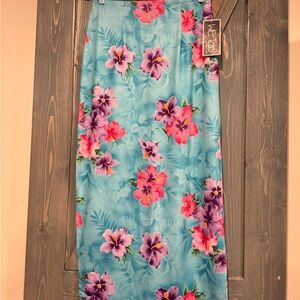 We Too Tropical Floral Maxi Skirt - Blue and Pink